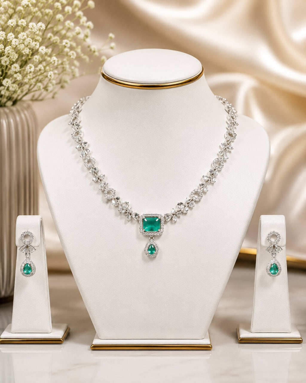 Emerald Grace Crystal Necklace & Earring Set
