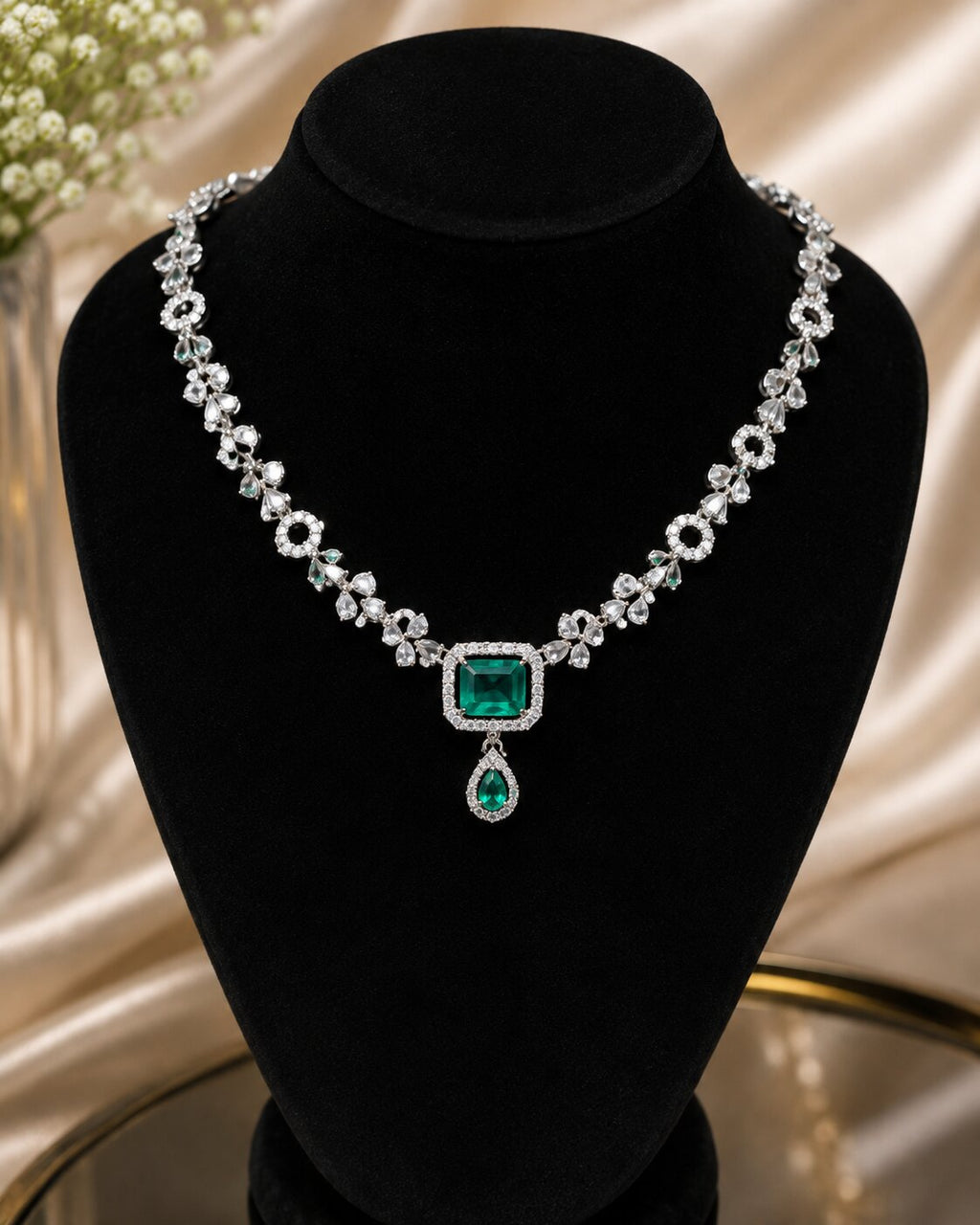 Emerald Grace Crystal Necklace & Earring Set