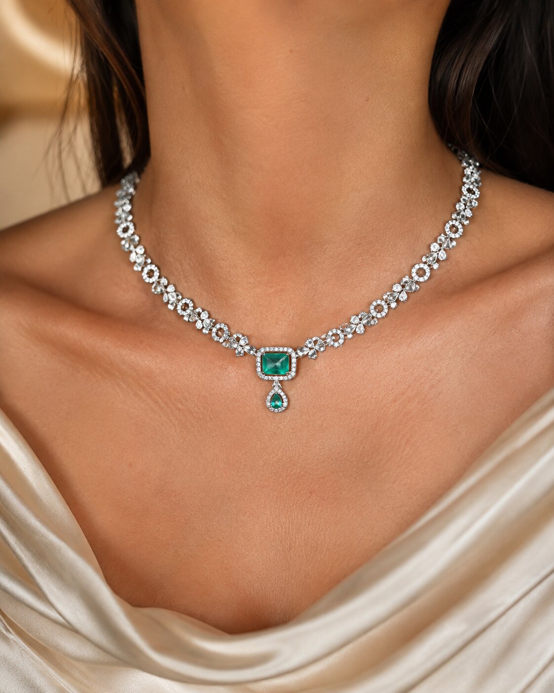 Emerald Grace Crystal Necklace & Earring Set