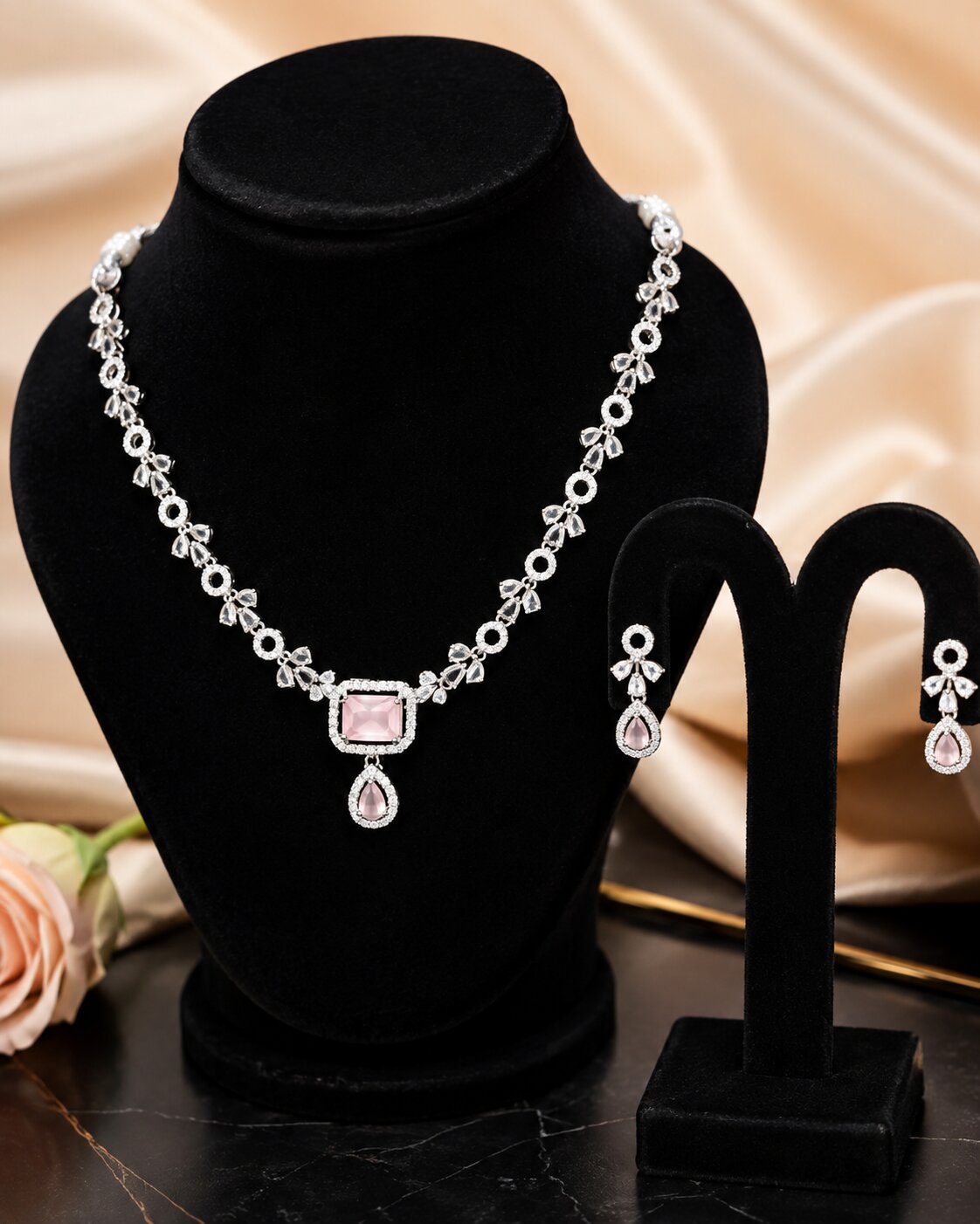 Rose Élan Crystal Necklace & Earring Set