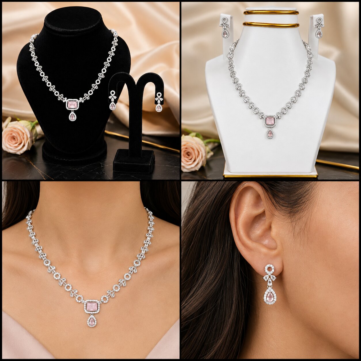 Rose Élan Crystal Necklace & Earring Set