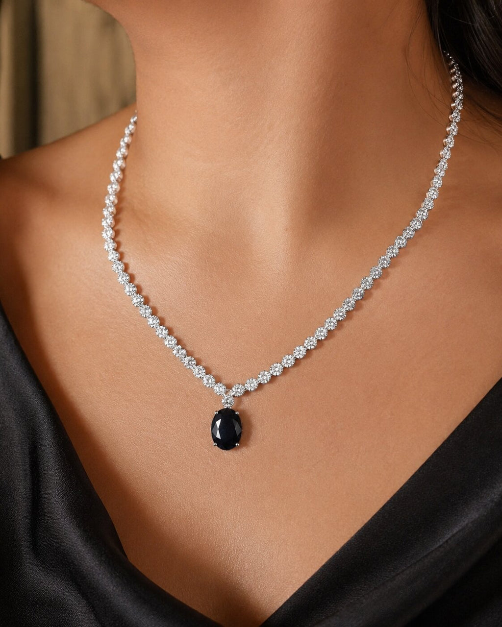 Noir Éclat Crystal Necklace & Earring Set