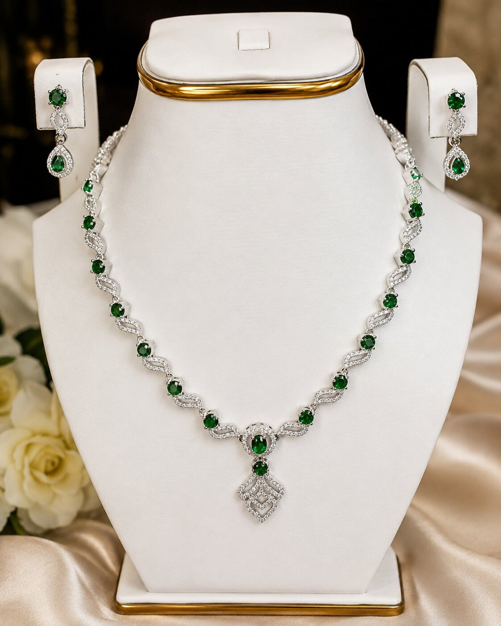 Emerald Royale Crystal Necklace & Earring Set
