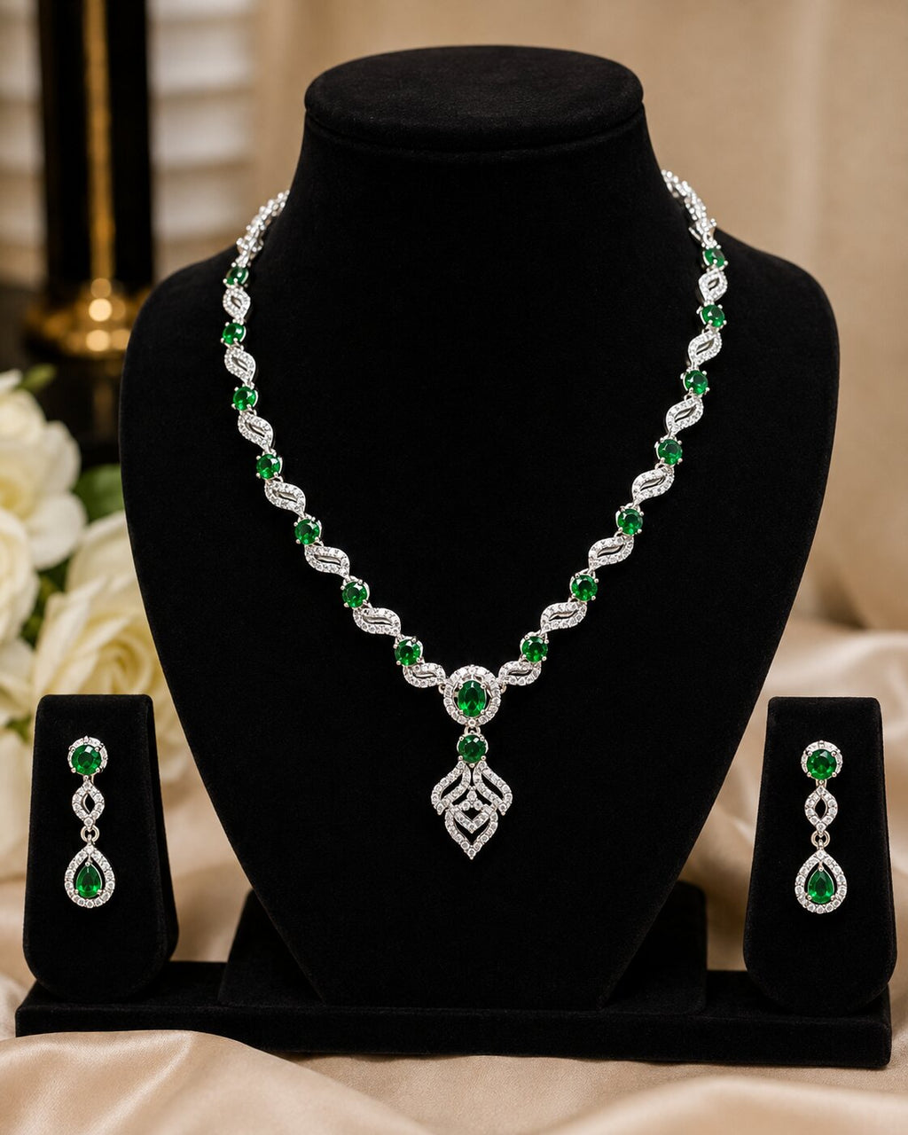 Emerald Royale Crystal Necklace & Earring Set