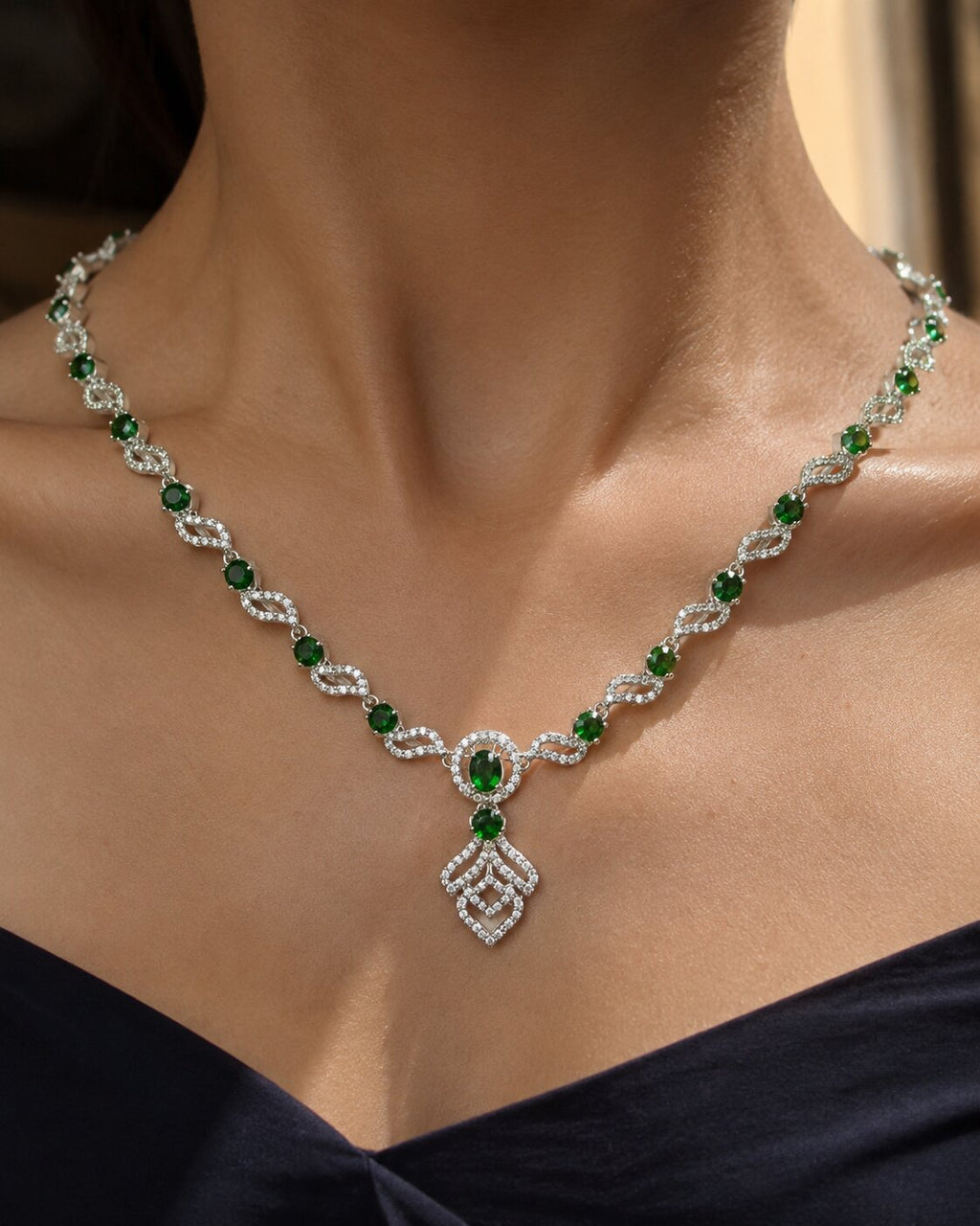 Emerald Royale Crystal Necklace & Earring Set