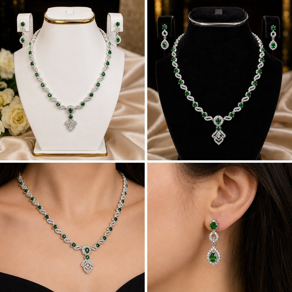 Emerald Royale Crystal Necklace & Earring Set