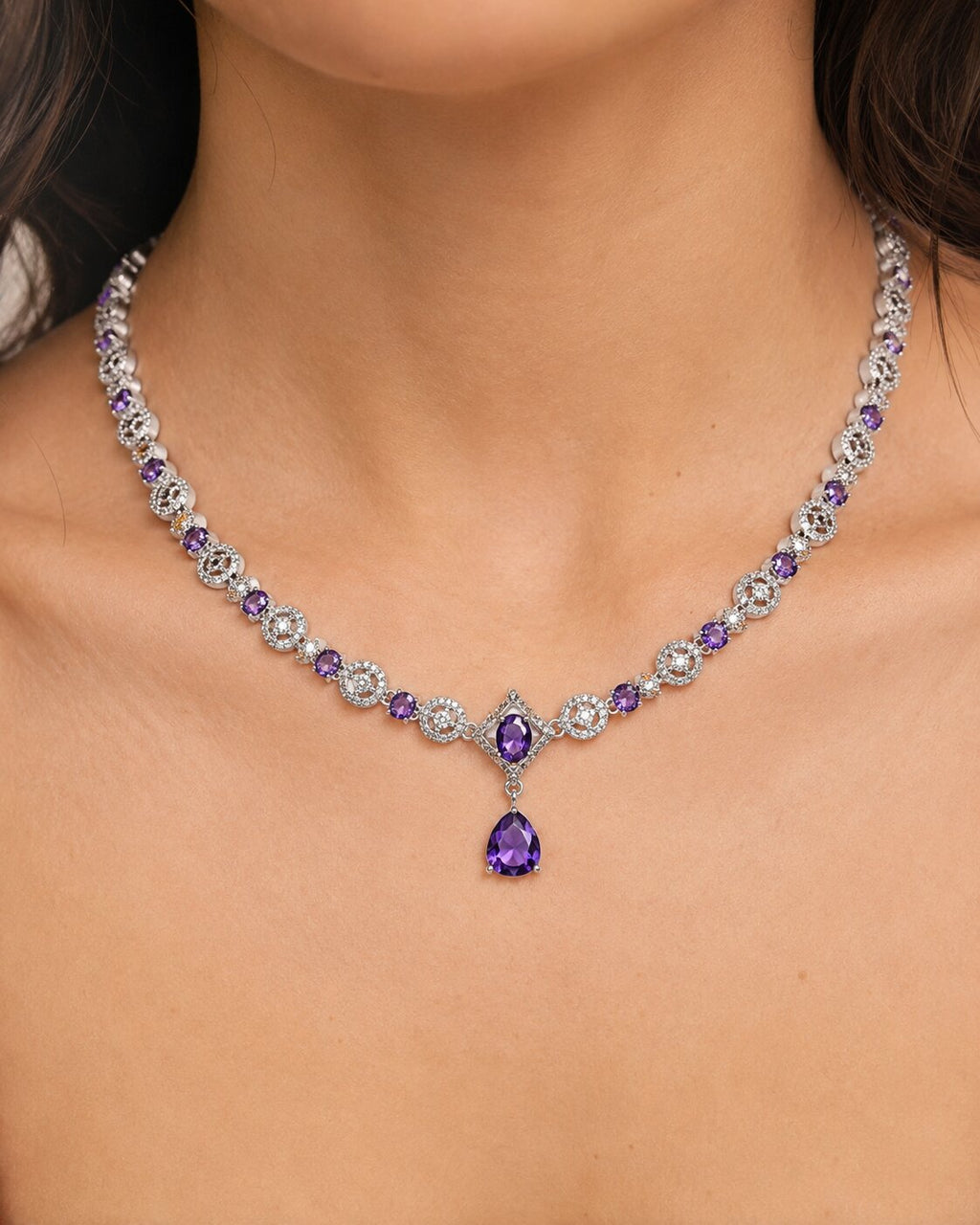 Amethyst Royale Crystal Necklace & Earring Set