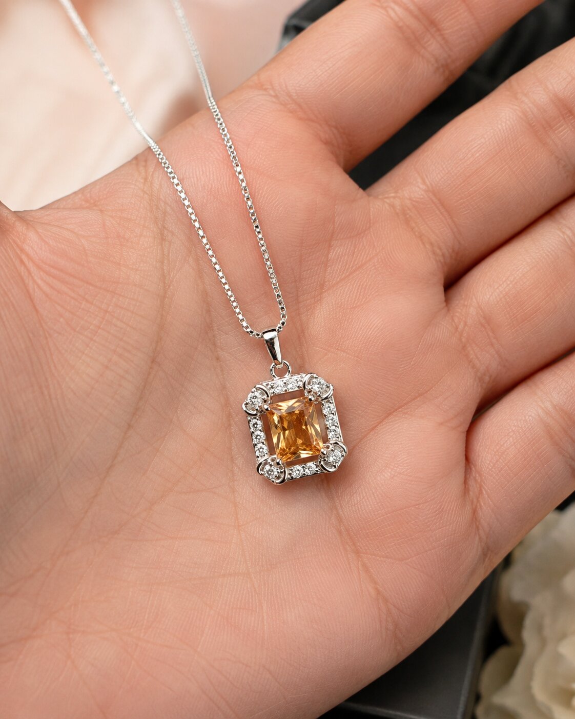 Amber Glow Crystal Locket