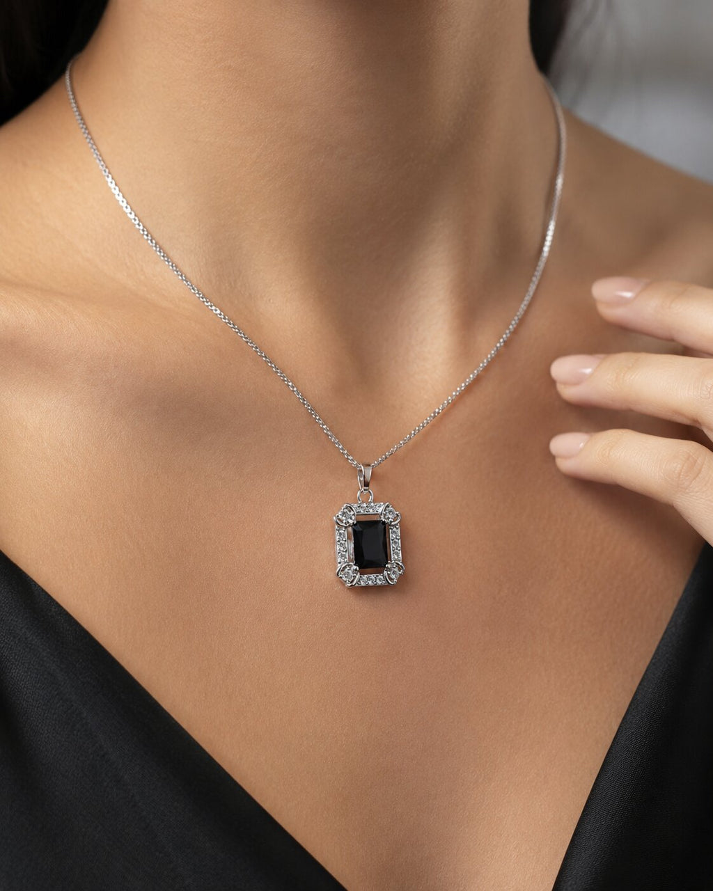Midnight Noir Crystal Locket