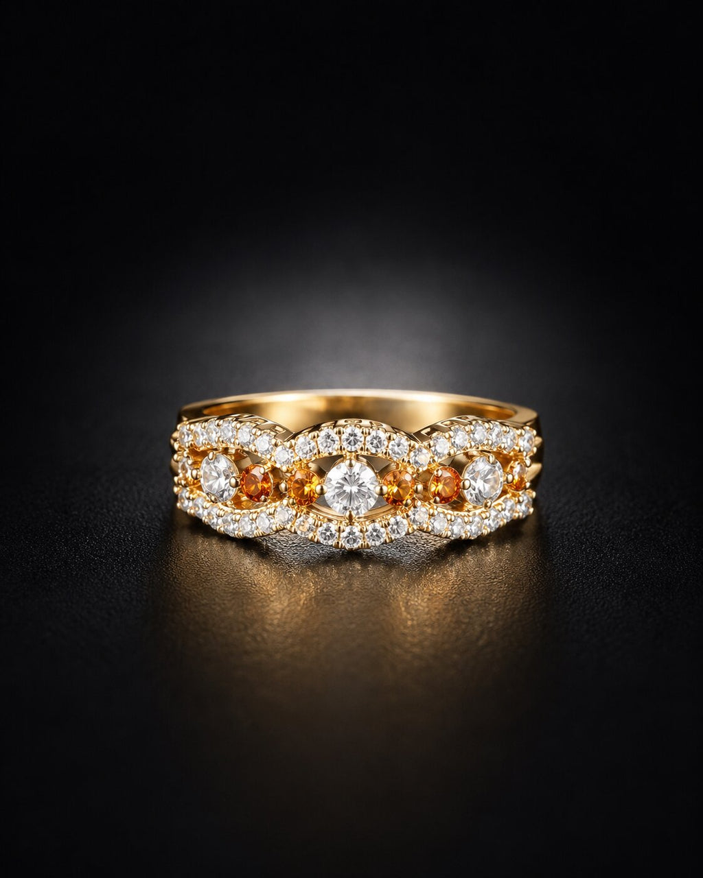 Amber Twist Crystal Ring