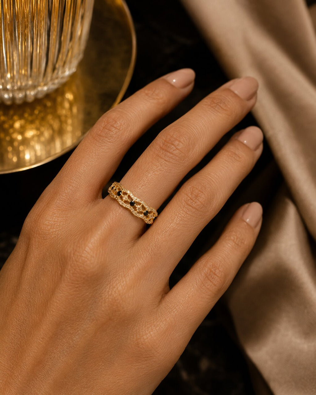 Noir Infinity Crystal Ring
