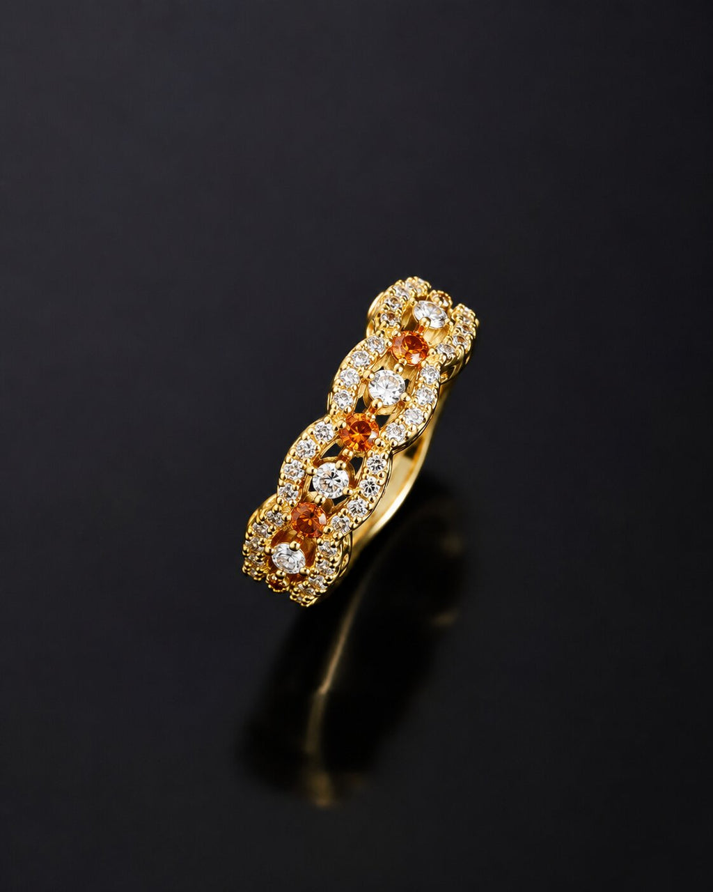 Amber Twist Crystal Ring