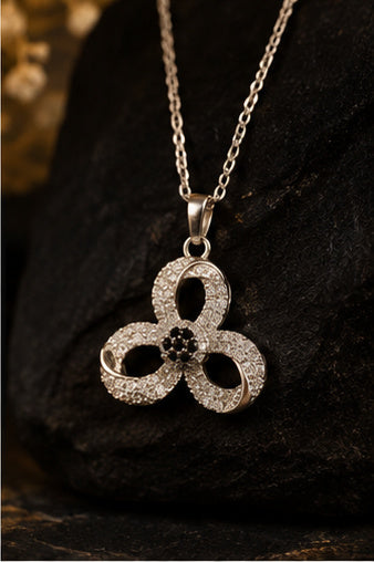 Noir Trinity Bloom Locket & Earrings Set