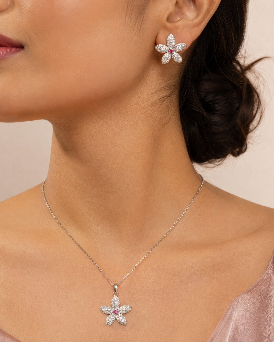 Petalia Bloom Locket & Earrings Set