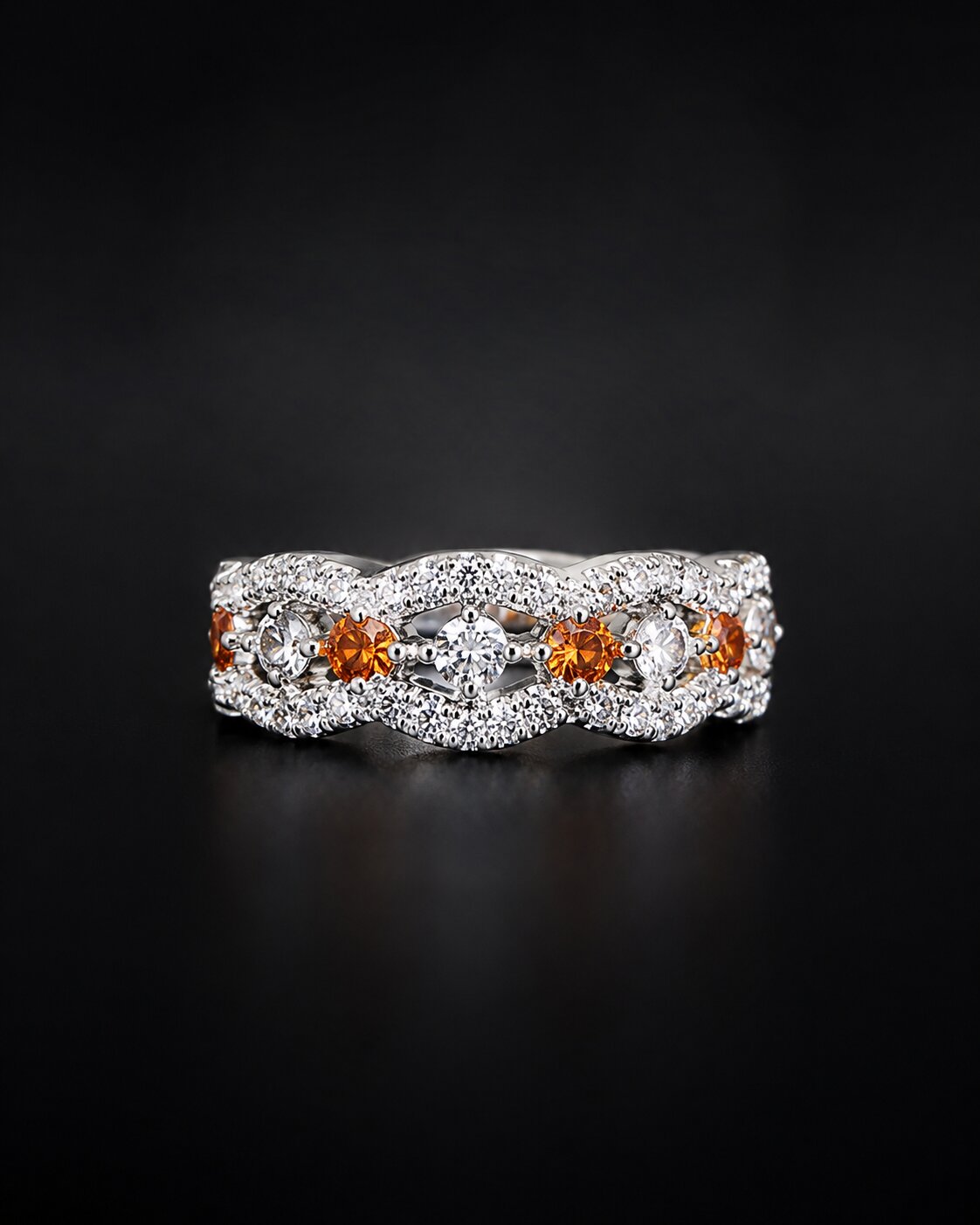 Amber Twist Crystal Ring