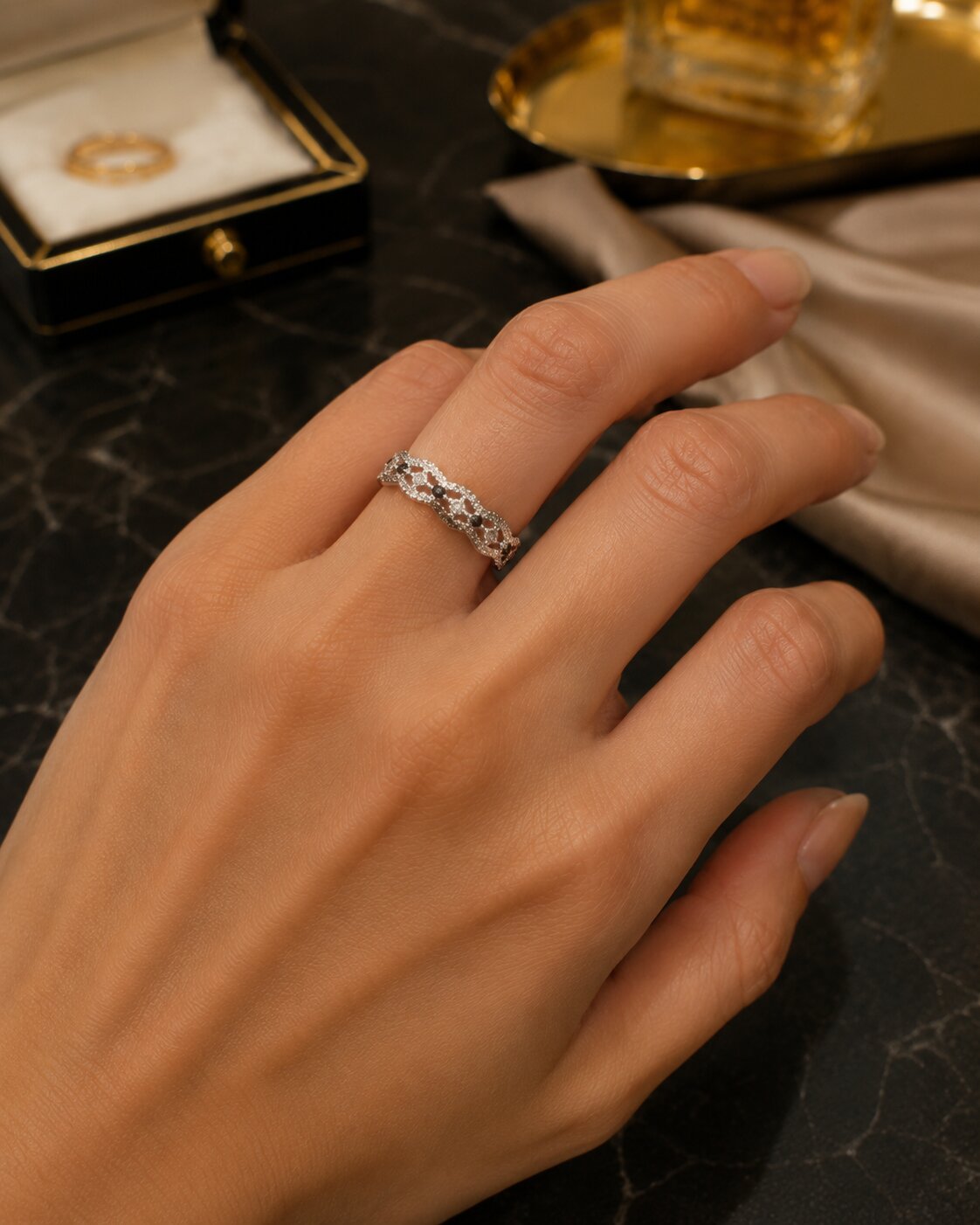 Noir Infinity Crystal Ring