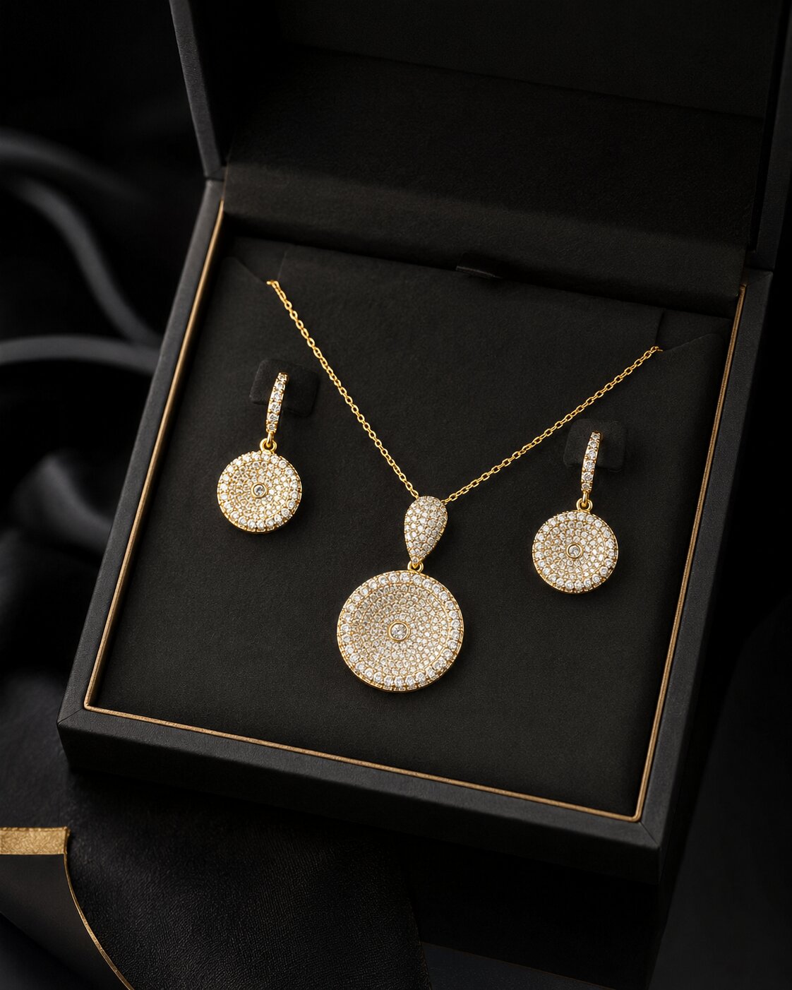 Luna Radiance Round Locket & Earrings Set