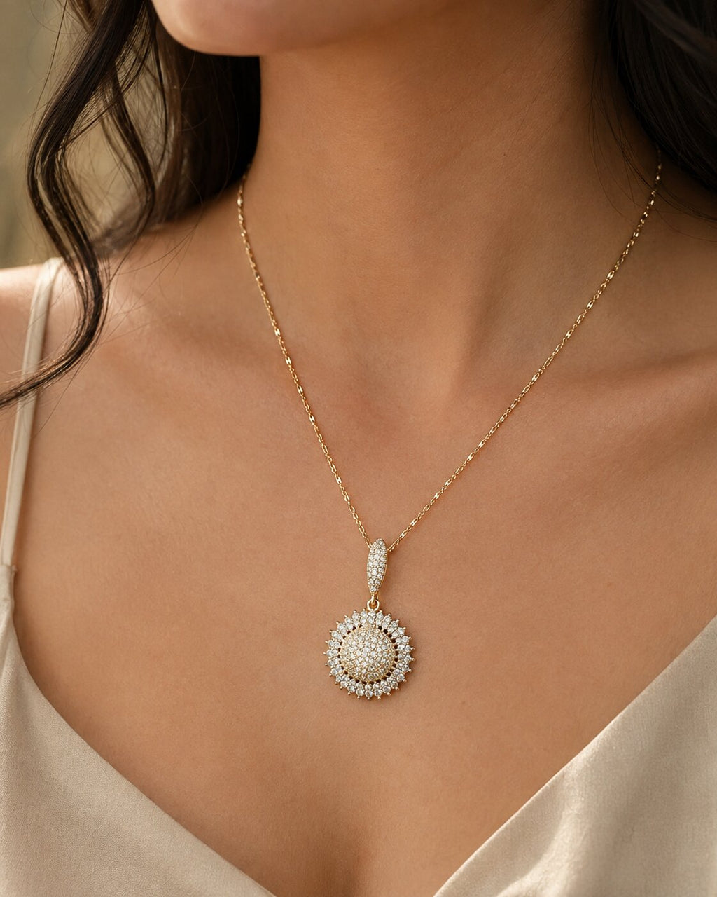 Radiant Halo Locket & Earrings Set