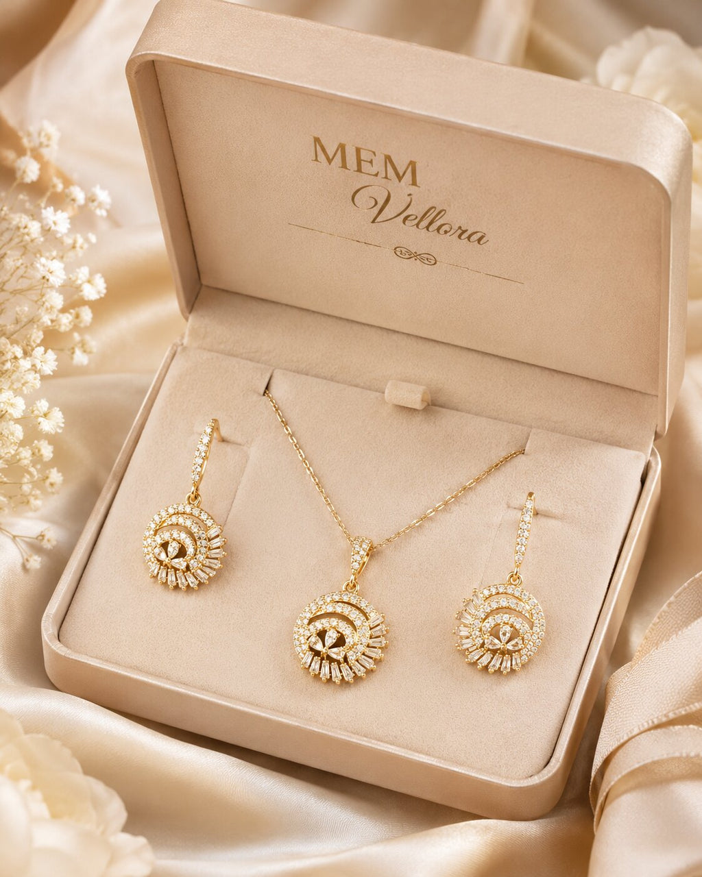 Celestial Spiral Locket & Earrings Set