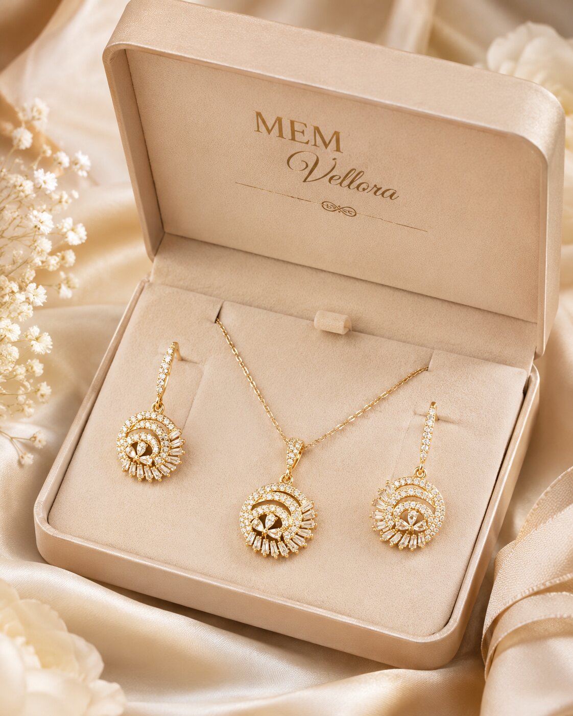 Celestial Spiral Locket & Earrings Set