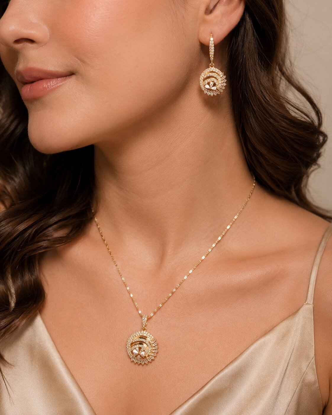 Celestial Spiral Locket & Earrings Set