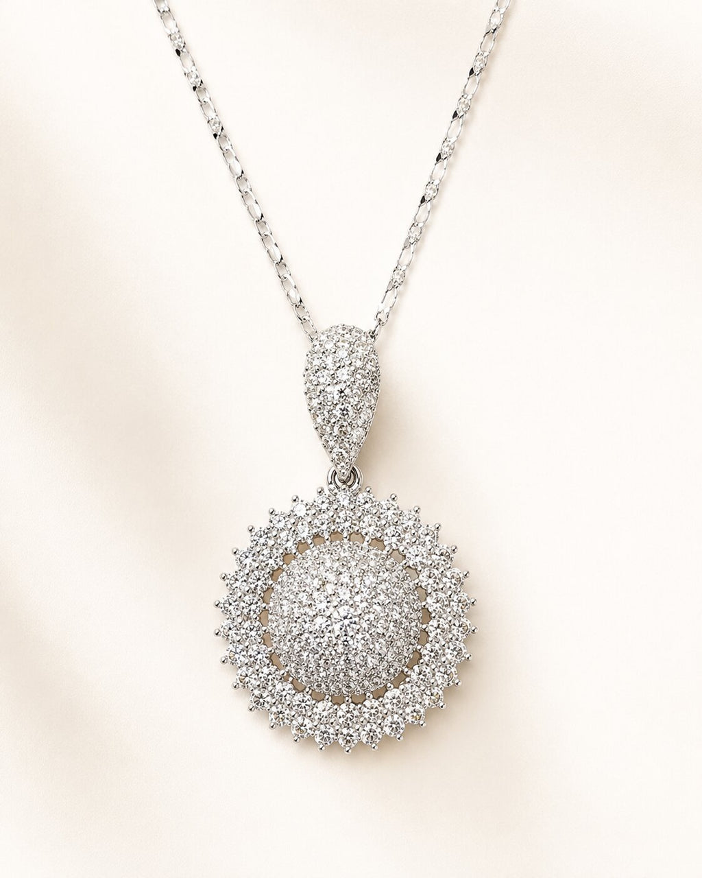 Radiant Halo Locket & Earrings Set