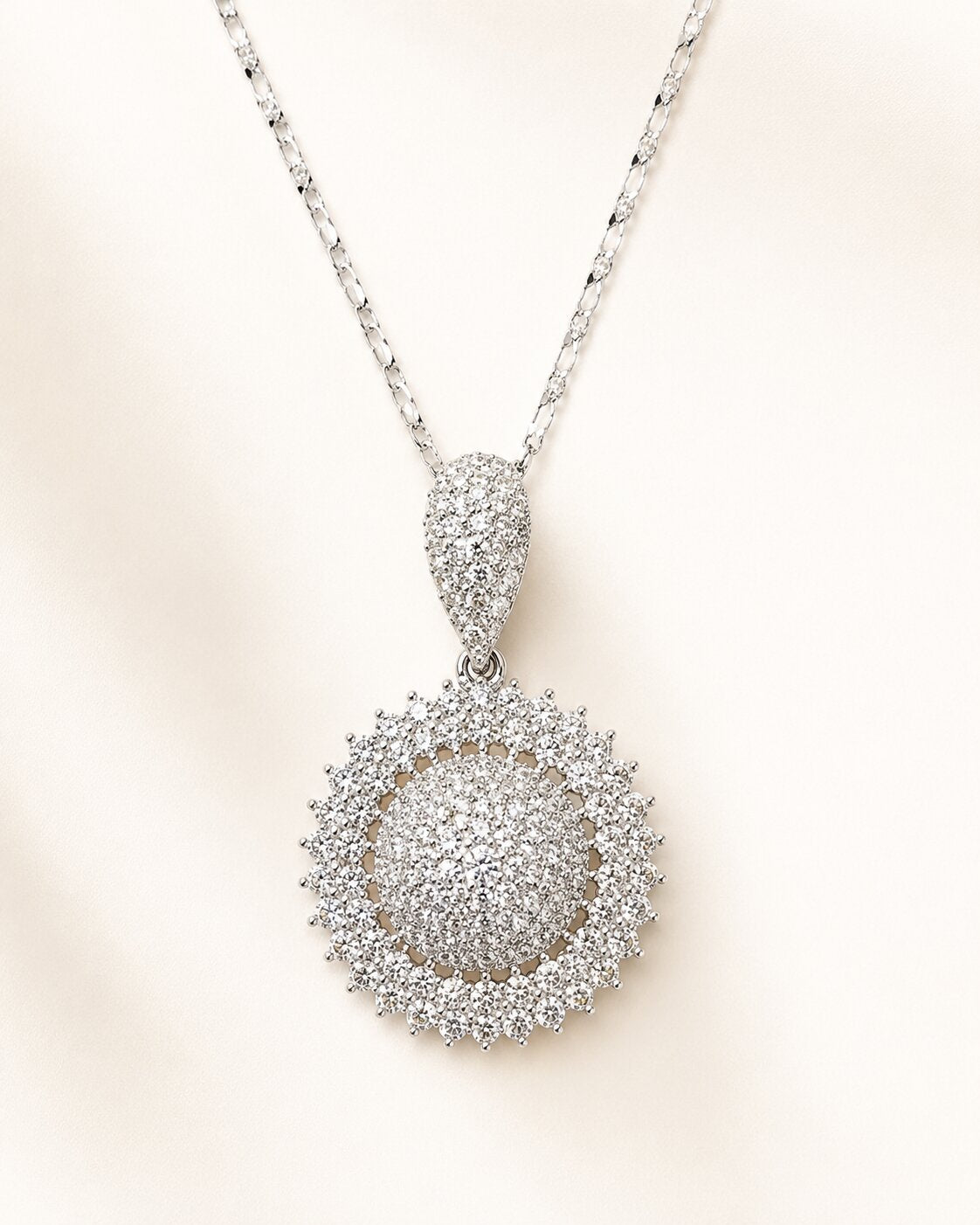 Radiant Halo Locket & Earrings Set