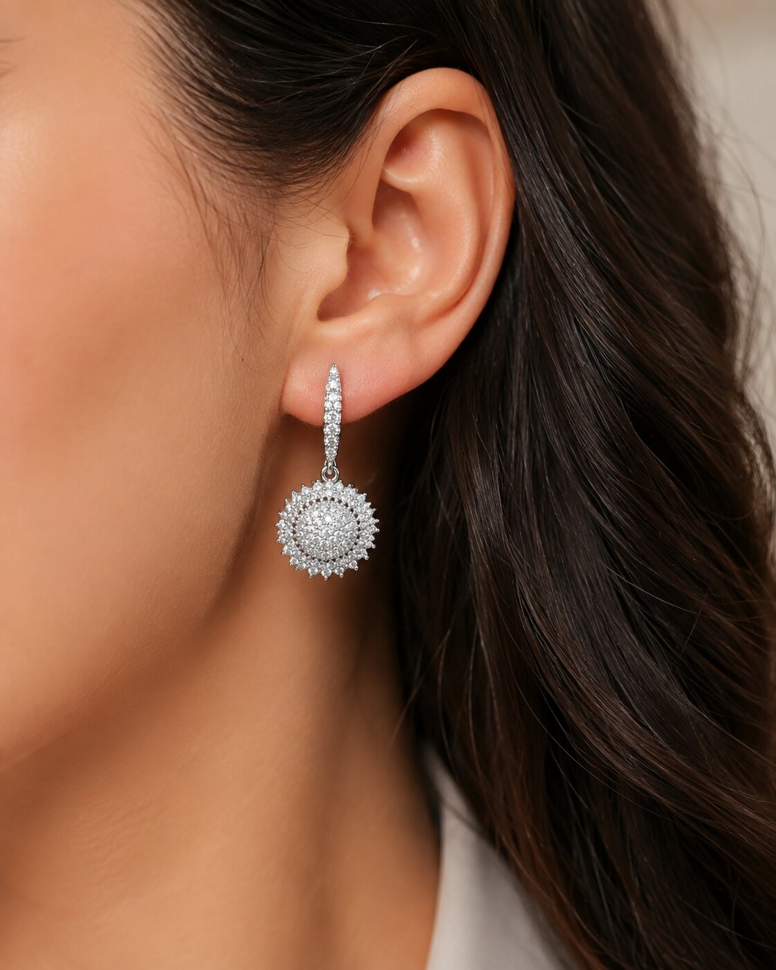Radiant Halo Locket & Earrings Set