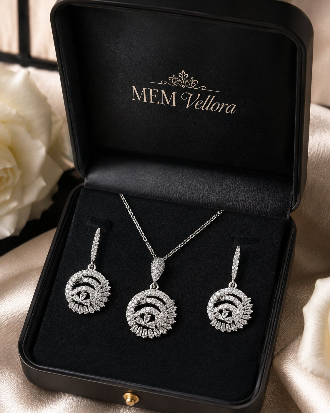 Celestial Spiral Locket & Earrings Set