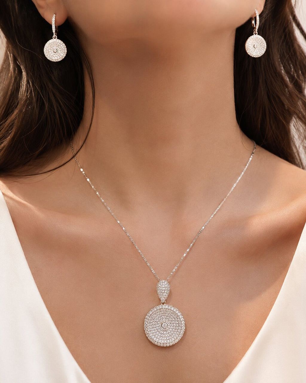 Luna Radiance Round Locket & Earrings Set