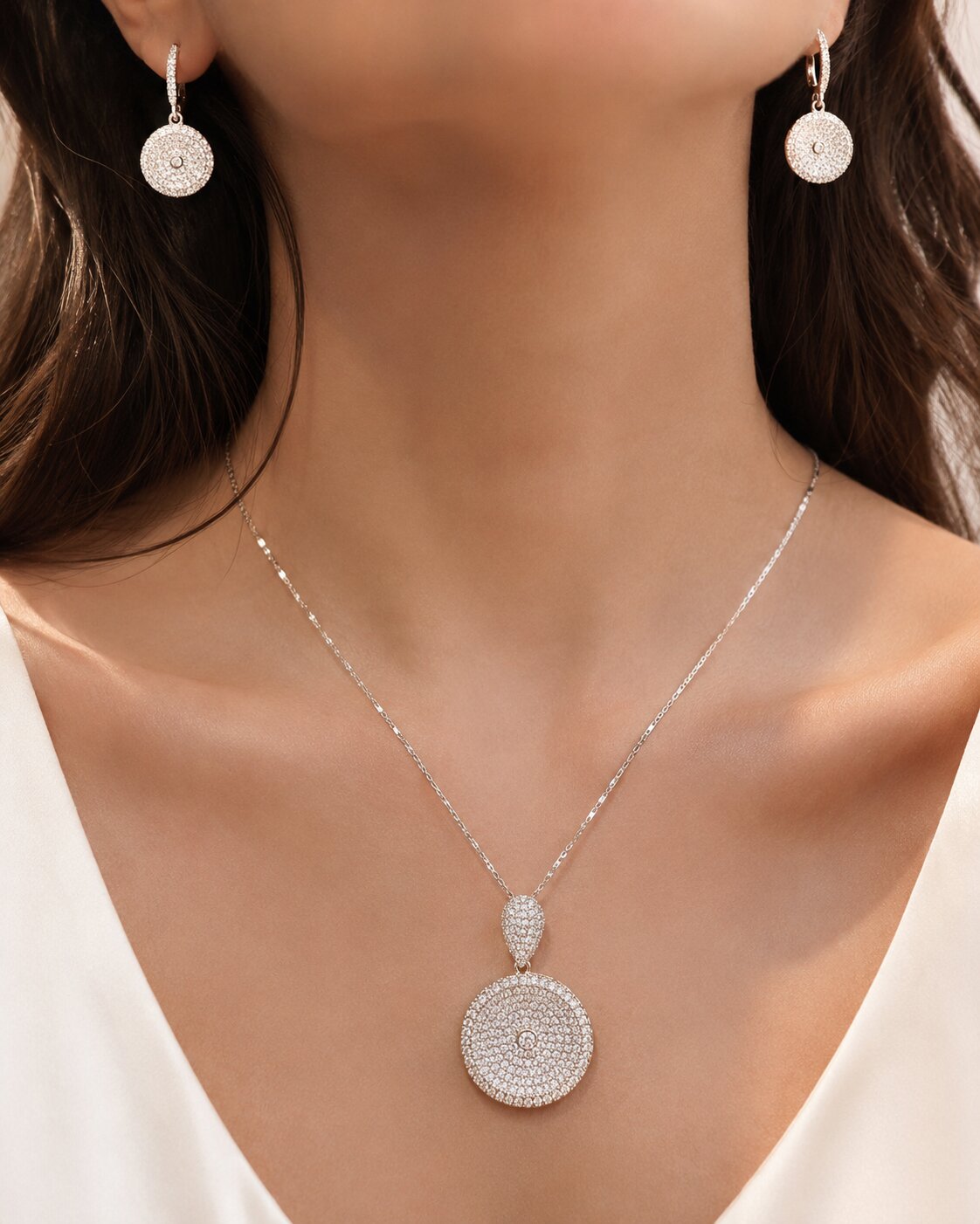 Luna Radiance Round Locket & Earrings Set