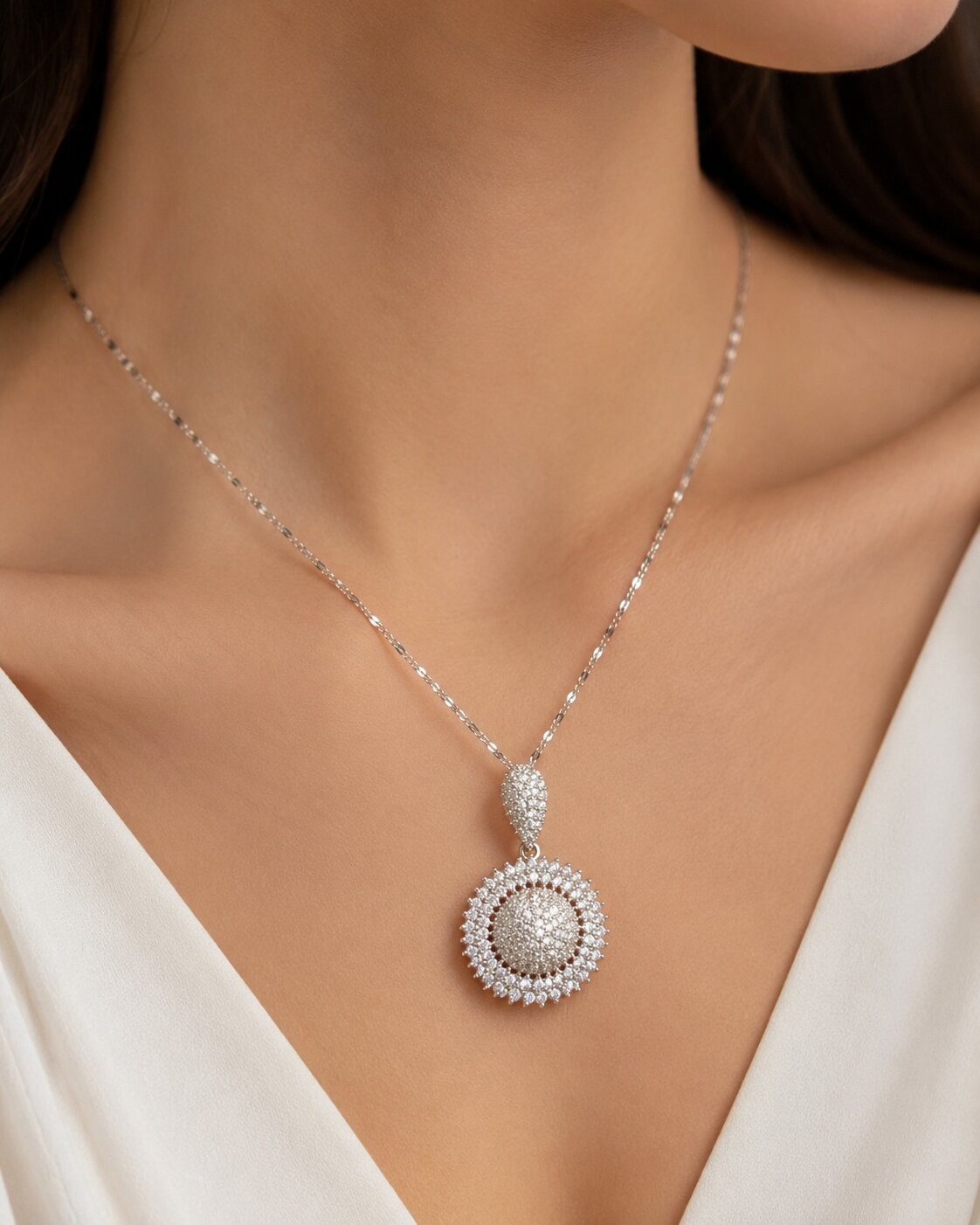 Radiant Halo Locket & Earrings Set